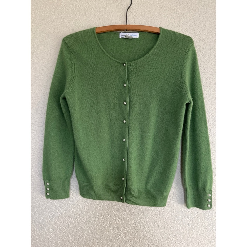 Wendy B Cashmere Petite Green Cardigan Women’s Size P/P